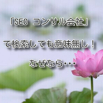 「SEO コンサル会社」で検索しても意味無し。なぜなら