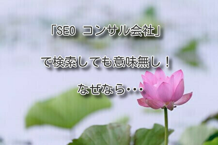 「SEO コンサル会社」で検索しても意味無し。なぜなら