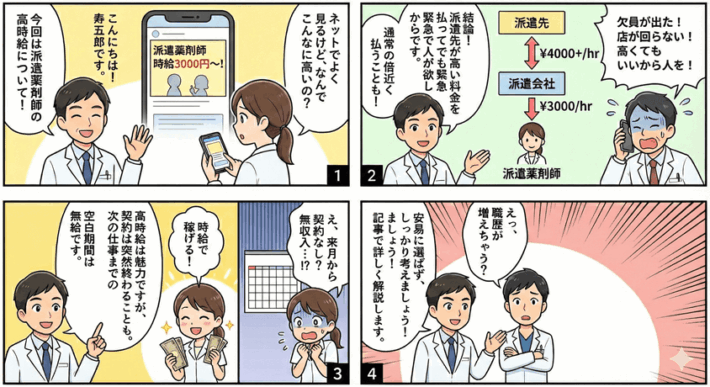 派遣薬剤師の時給が高い理由4コマ